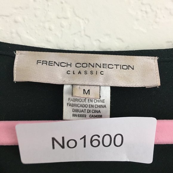 French Connection Sheer Sleeves Blouse Crew Neck Size M Green Stretch - Picture 11 of 12